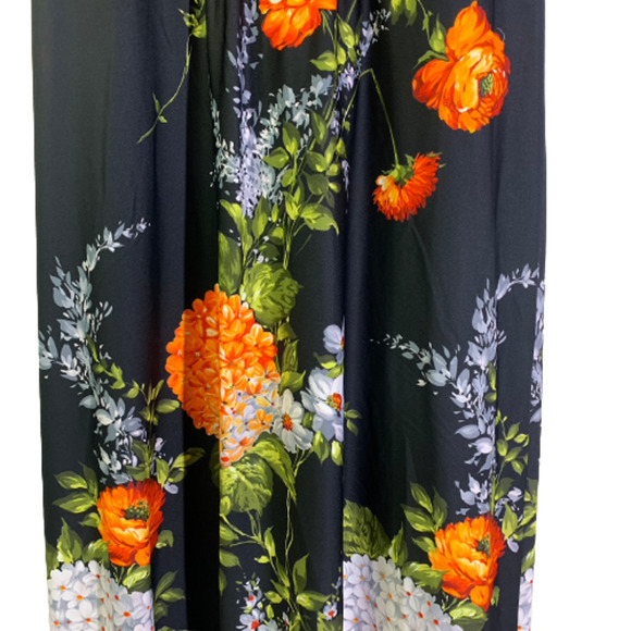 TROPICANA Vintage Black Floral Hawaiian Mumu Dress‎ - Picture 7 of 13